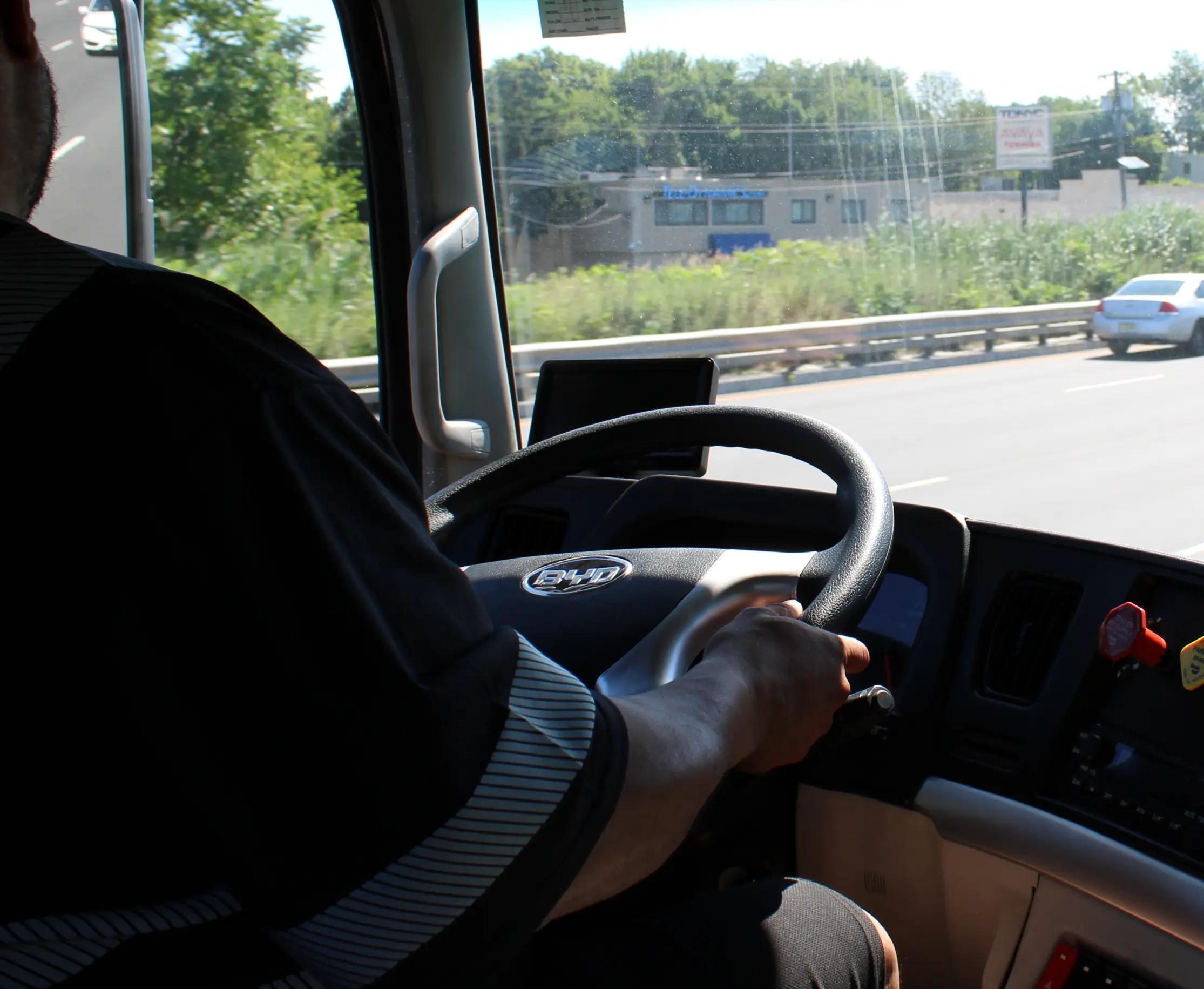 A truck from an intermodal transportation trucking company serving New Jersey